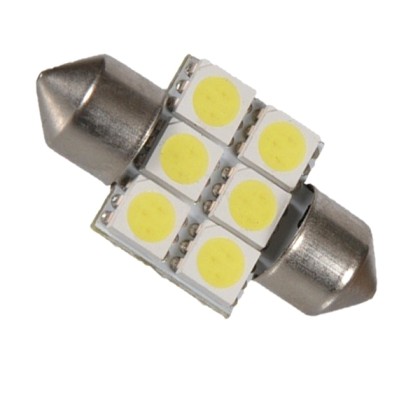 Σωληνωτός LED Απλός 31mm με 6 SMD 5050 Ψυχρό Λευκό GloboStar 094