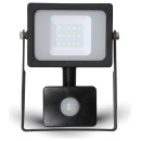 LED Προβολέας 10W slim SMD με Ανιχνευτή Κίνησης IP44 Μαύρος Ψυχρ