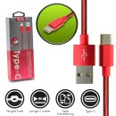 MUJU Πλεκτό Καλώδιο Φόρτισης - Δεδομένων USB to Type-C 1m Red