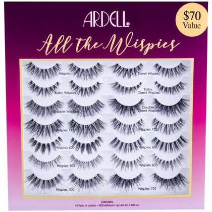 Ardell Wispies All The Wispies False Eyelashes Black 14pc Combo:
