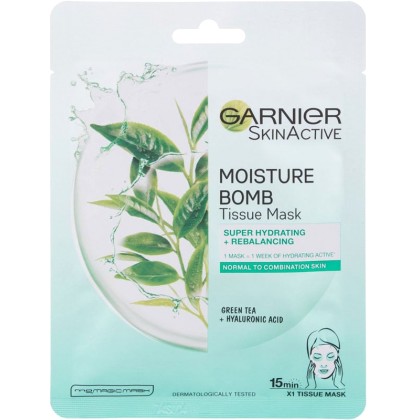 Garnier SkinActive Moisture Bomb Green Tea Face Mask 1pc (For Al