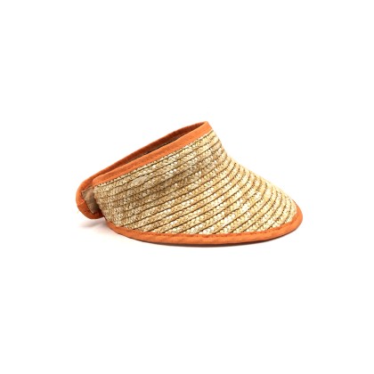 Ψάθινο καπέλο visor με πορτοκαλί λεπτομέρειες