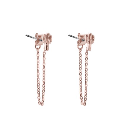 Σκουλαρίκια κάκτοι με αλυσίδα - Ροζ χρυσό