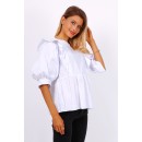 Μπλουζάκι-πουκάμισο με βολάν - Λευκό