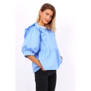 Μπλουζάκι-πουκάμισο με βολάν - Γαλάζιο