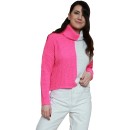 Νέον ροζ/λευκό  πλεκτό πουλόβερ ζιβάγκο