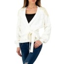 Λευκό πουλόβερ με πέρλες και ζώνη