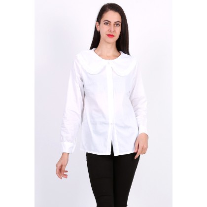 Λευκό βαμβακερό πουκάμισο με γιακά