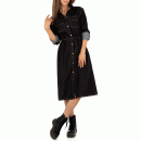 Τζιν μίντι φόρεμα με ζώνη - Μαύρο