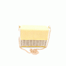 Ψάθινη τσάντα ώμου με αλυσίδα - Κίτρινο