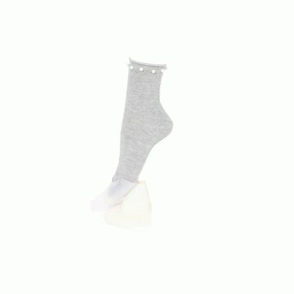 Γκρι κάλτσες με πέρλες στο τελείωμα
