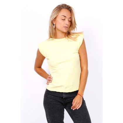 T-shirt με βάτες - Κίτρινο παλ