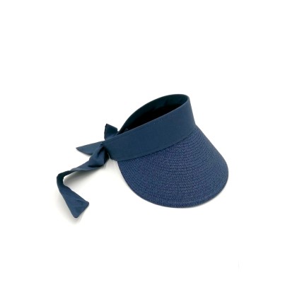 Καπέλο visor με δέσιμο με κορδέλα - Μπλε σκούρο