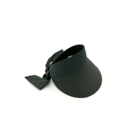 Καπέλο visor με δέσιμο με κορδέλα - Μαύρο