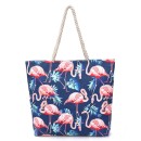 Μπλε τσάντα θαλάσσης με flamingos