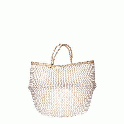 Ψάθινη τσάντα καλάθι - Λευκό