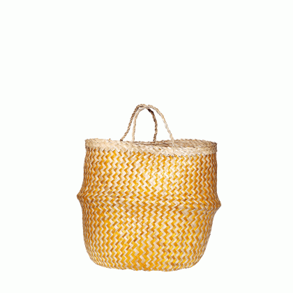 Ψάθινη τσάντα καλάθι - Κίτρινο