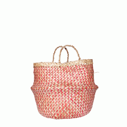 Ψάθινη τσάντα καλάθι - Φούξια