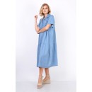 Τζιν κοντομάνικο πουκαμισο-φόρεμα μεγάλα μεγέθη- Light blue deni