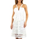 Λευκό φόρεμα με δαντέλα και βολάν