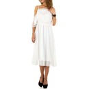 Λευκό μίντι φόρεμα με λεπτομέρεια από δαντέλα