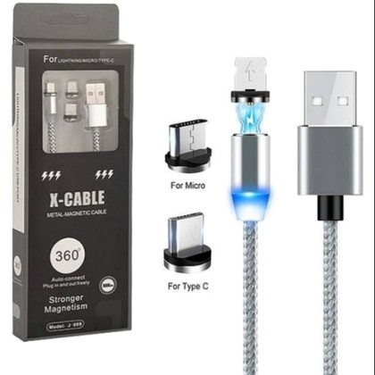 X-CABLE X-Cable Καλώδιο με μαγνητικό βύσμα LED 3 in 1 Micro USB 