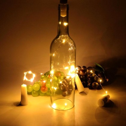 Διακοσμητικά Φωτάκια Χαλκού Μπαταρίας για Μπουκάλια Θερμό Φως 20