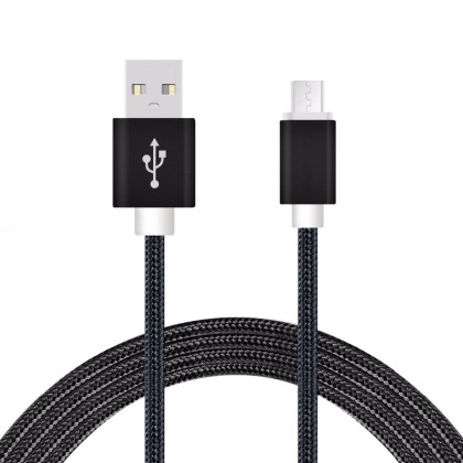 2M Nylon Micro USB Charger Cable black oem