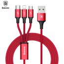 Baseus CAMLT-SU09 red Rapid Series Micro USB + 8 Pin + Type-C Ca