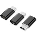 3τεμ micro USB female - USB-C male black