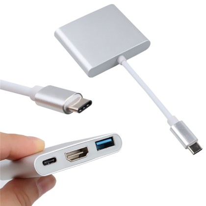 Type-C To HDMI 4K+USB 3.0+USB-C Converter Cable Charging Port Ad