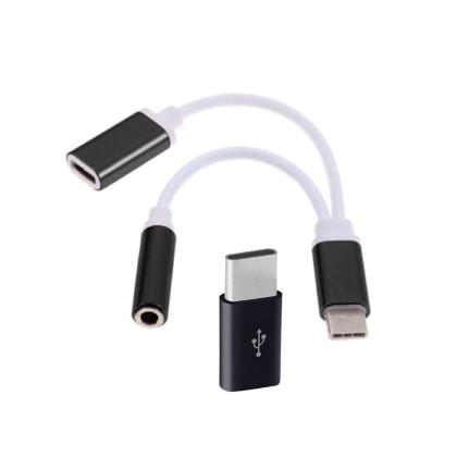 Micro USB to USB 3.1 Type-C Adapter + Charger 2 in 1 Headphone A