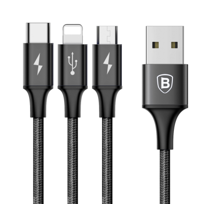 Baseus CAMLT-SU01 BLACK Rapid Series Micro USB +  8 Pin + Type C