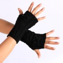 Γυναικεία γάντια Twist Knitted Owl Fingerless Gloves black