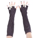 Γυναικεία γάντια Women Knit Arm Warmers Fingerless Gloves Lace B