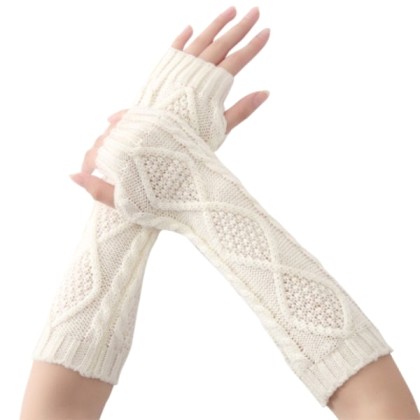Unisex γάντια Rhombus Knit Arm Warmers Fingerless Gloves Thumb H
