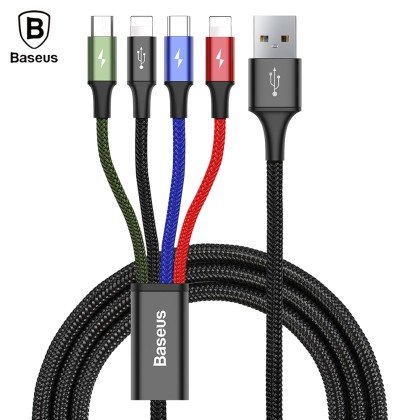 Baseus Fast 4-in-1 Charging Cable Type-C Micro USB Dual 8 Pin 1.