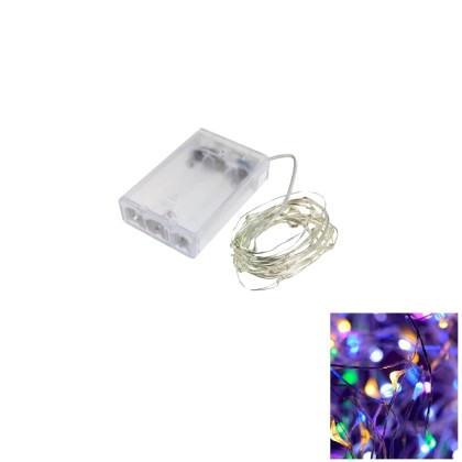 2M 20-LED Silver Wire Strip Light Battery Operated Fairy Lights 