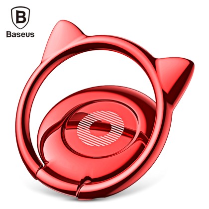 Baseus Cat Ear Ring Bracket Finger Grip Phone Desktop Holder red