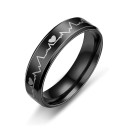 Δαχτυλίδι - Lovers Heatbeat Couple Titanium Steel Ring Black