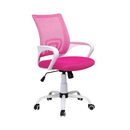 Καρέκλα γραφείου (56X53X48) BS1850-W WHITE/PINK, KATOIKEIN DECO