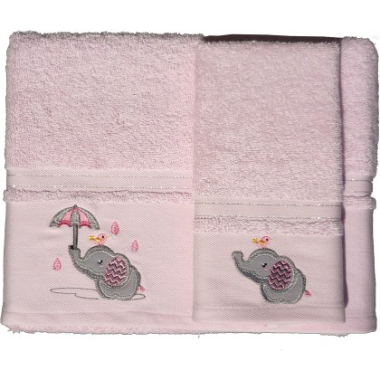Σετ βρεφικές πετσέτες 2 τεμ. RAINY PINK 1808, MORVEN