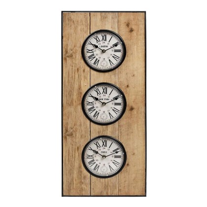 Ρολόι τοίχου ξύλινο (71Χ31Χ5) LOG522, ESPIEL