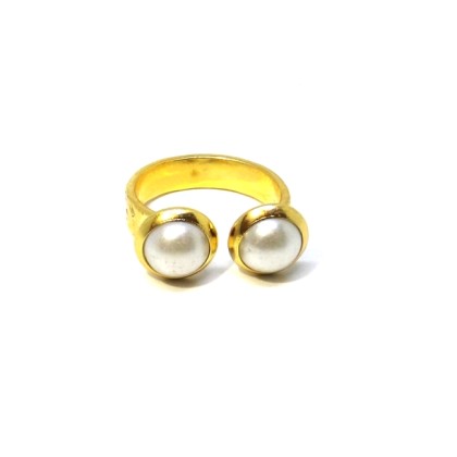 Δαχτυλίδι με πέρλες (Ορείχαλκος,Πέρλα) - Χρυσό
