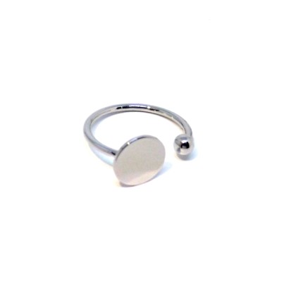 Δαχτυλίδι με μπίλια και στρογγυλό μοτίφ (Ορείχαλκος) - Ασημί