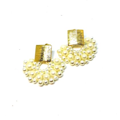 Σκουλαρίκια βεντάλια με πέρλες (Πέρλα) - Χρυσό
