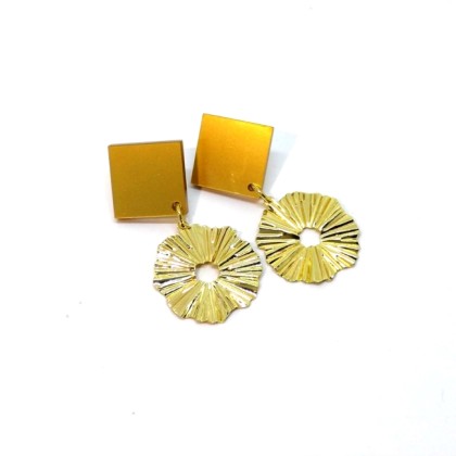 Σκουλαρίκια με μοτίφ και Plexiglass (Plexiglass) - Χρυσό