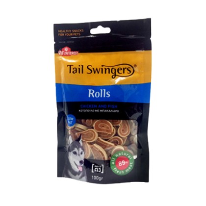 Pet-Interest Tail Swingers Rolls Κοτόπουλο & Μπακαλιάρο 100g