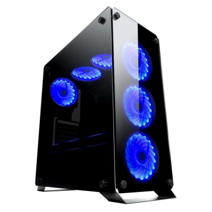 POWERTECH Gaming case PT-902, full tempered glass, 4x Dual ring 