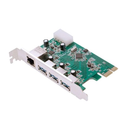 POWERTECH Κάρτα Επέκτασης PCI-e σε USB 3.0 & 1x LAN, VL805+RTL81